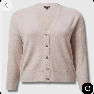 Torrid Vegan Cashmere Cardigan V-Neck Drop Shoulder Sweater Cloud 00 NWT